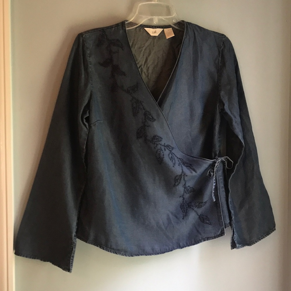 J. Jill indigo tencel wrapped top size S